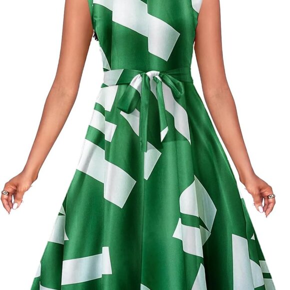 Dresses & Skirts - Women's Casual Floral Printed Sleeveless Dress for Women Round Neck Flowy Party